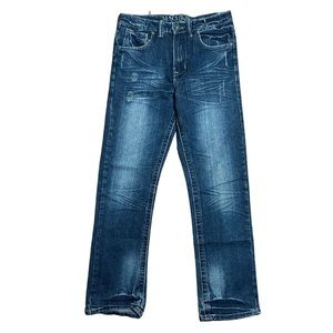 Machine Boy’s Distressed and Stitched Blue Denim Jeans